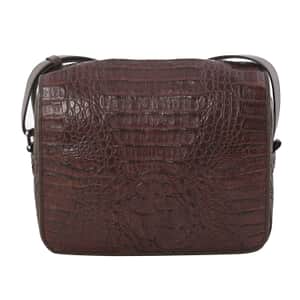 RIVER Brand Closeout, Organic Caiman Crocodile Kango Black Shoulder Bag