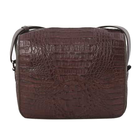 RIVER Brand Closeout, Organic Caiman Crocodile Brown Shoulder Bag image number 0