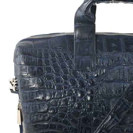 Mother's day jewelry RIVER Brand Closeout, Organic Caiman Crocodile Navy  Blue Shoulder Bag (16.14x11.41x3.14) at ShopLC