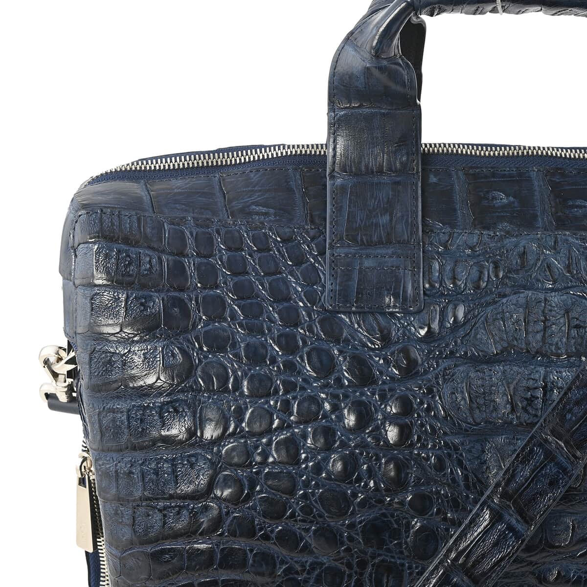 RIVER Brand Closeout, Organic Caiman Crocodile Navy Blue Shoulder Bag for Women , Designer Leather Shoulder Bag , Leather Handbag Purse image number 4