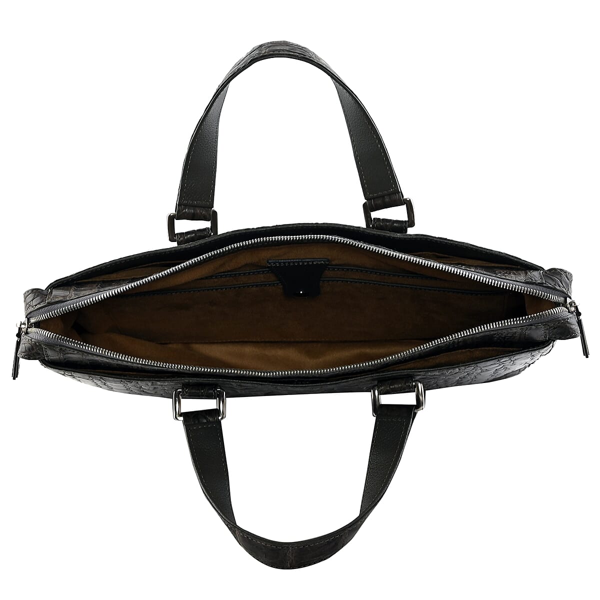 RIVER Brand Closeout Organic Caiman Crocodile Taupe Green Shoulder Bag image number 3