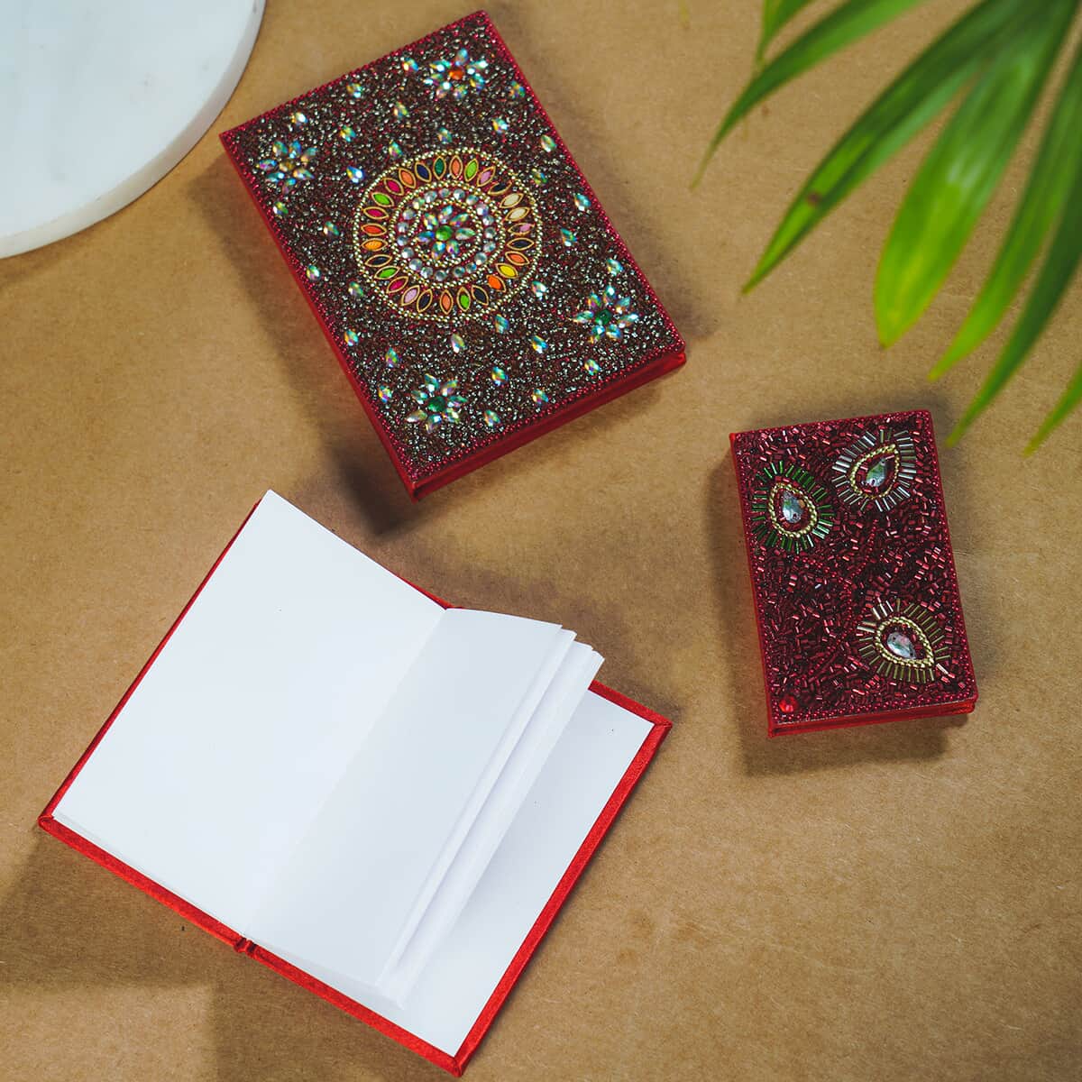 Set of 3 Red Bedazzled Diary image number 1