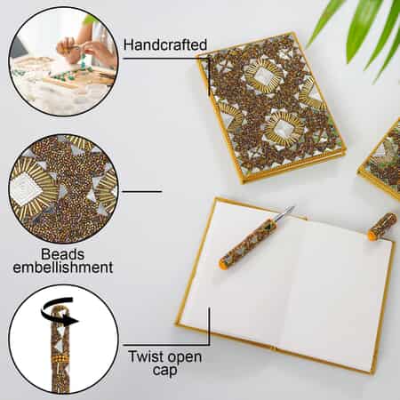 Set of 3 Brown Bedazzled Diary with Matching Pen image number 2