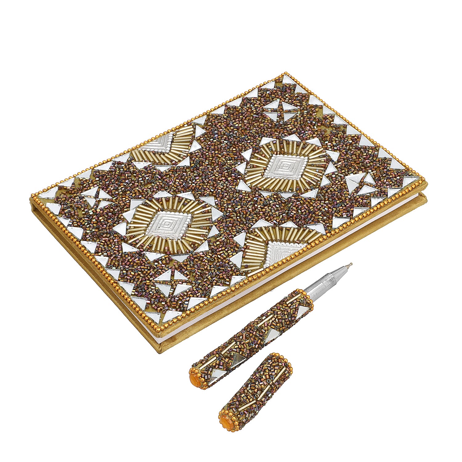 Set of 3 Brown Bedazzled Diary with Matching Pen