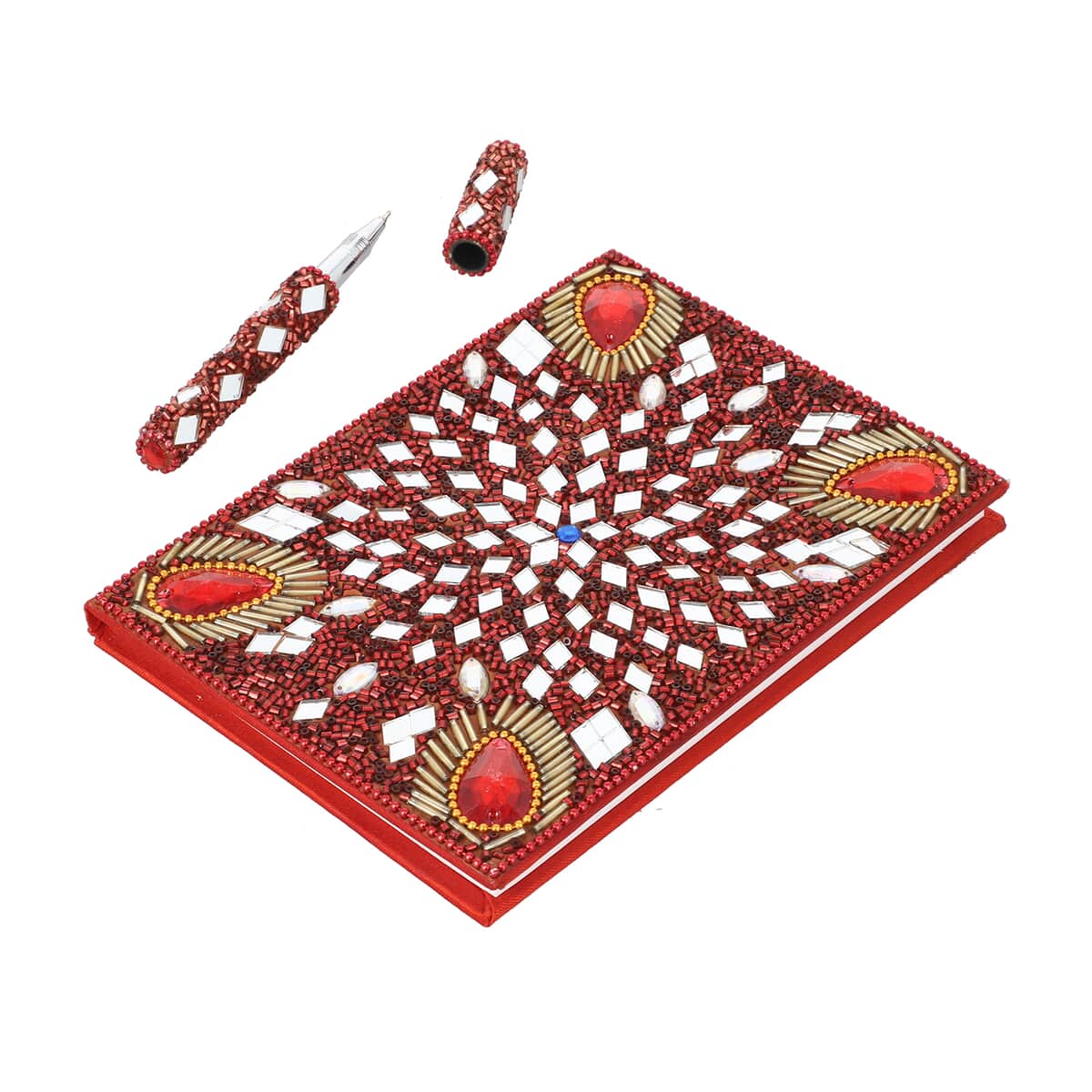 Set of 3 Red Bedazzled Diary with Matching Pen image number 3