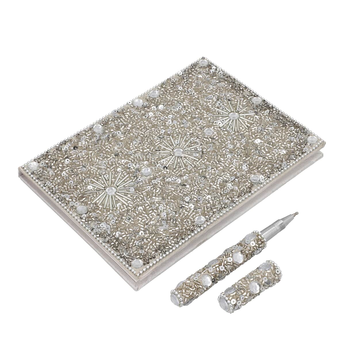 Set of 3 Silver Bedazzled Diary with Matching Pen image number 4