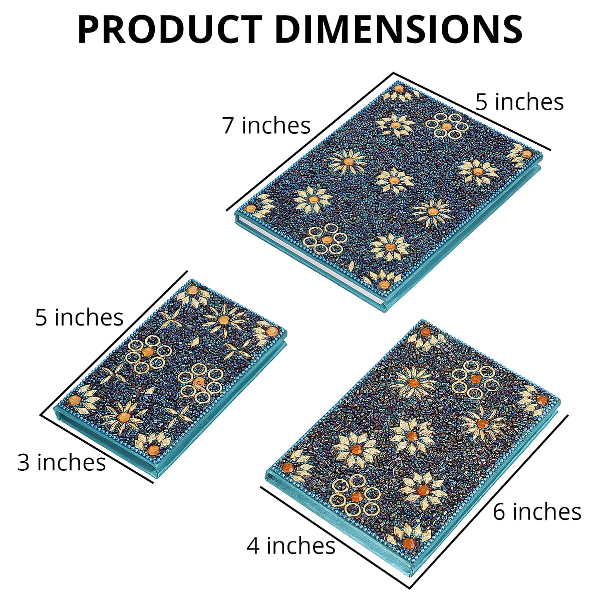 Set of 3 Turquoise Color Bedazzled Diary with Matching Pen image number 2