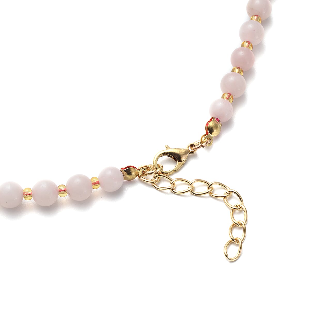 Galilea Rose Quartz, Simulated Diamond Beaded Necklace 18-20 Inches in Goldtone 55.00 ctw image number 3