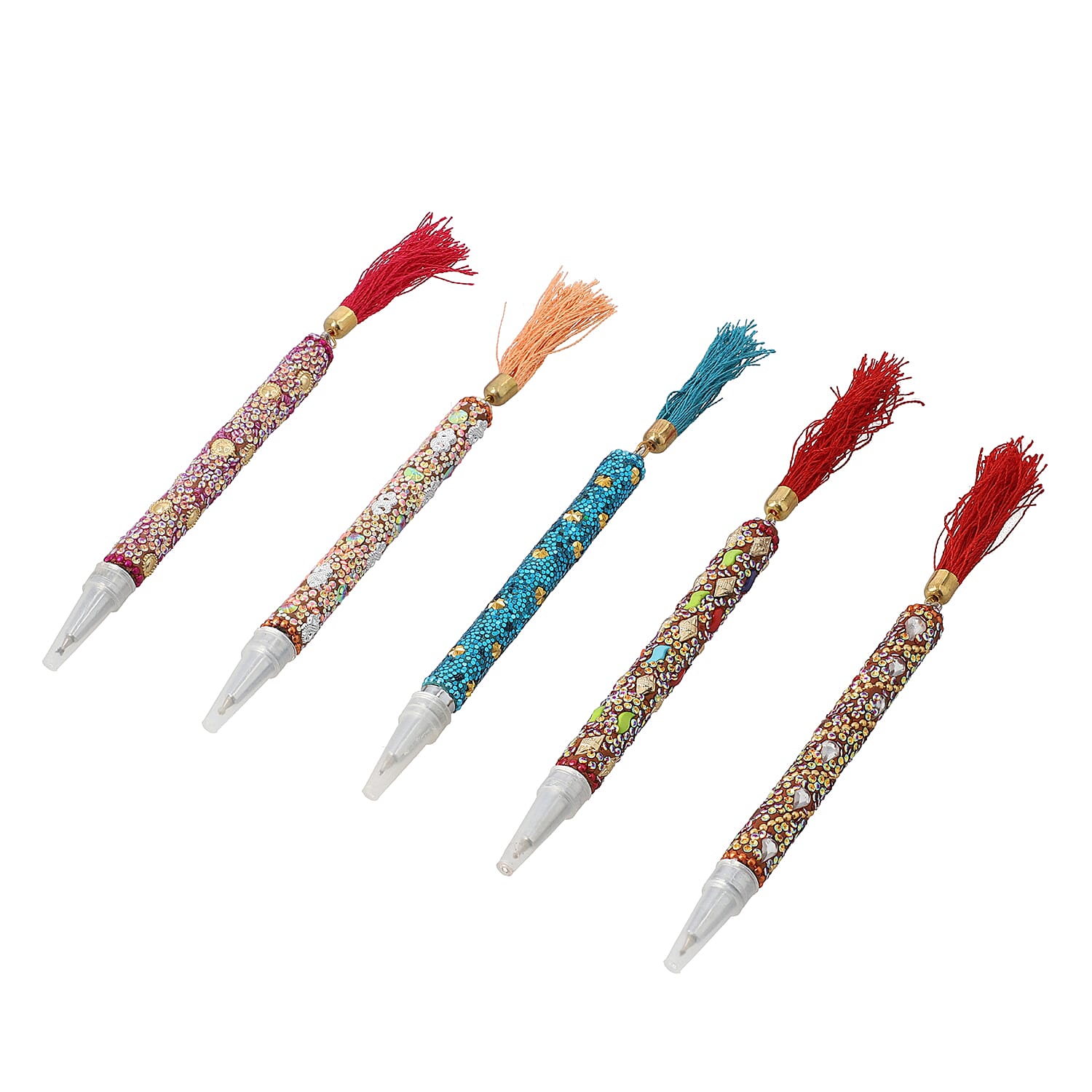 Set of 5 Gift Set - Multi Color Beaded Pens with Tassels