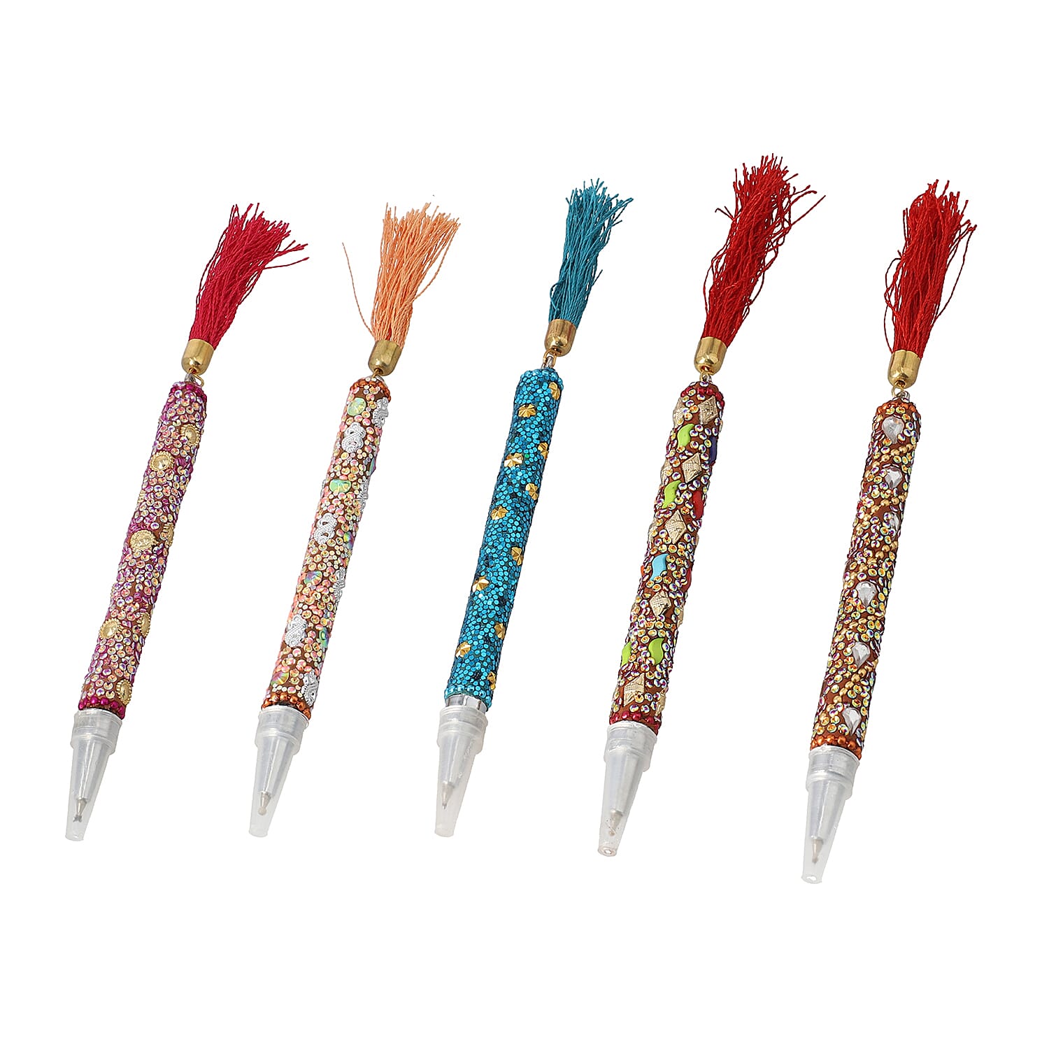 Set of 5 Gift Set - Multi Color Beaded Pens with Tassels