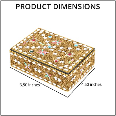 Closeout Golden Beaded Box with Paper Diary & Pen