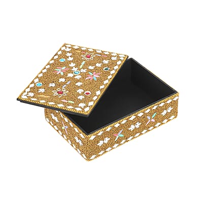 Closeout Golden Beaded Box with Paper Diary & Pen
