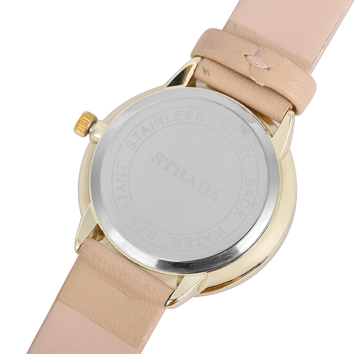Strada Japanese Movement Water Resistant Watch with Nude Faux Leather Band