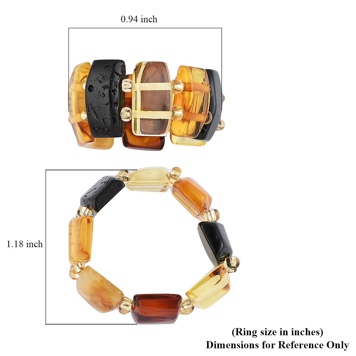 Multi Color Amber Stretch Ring image number 3