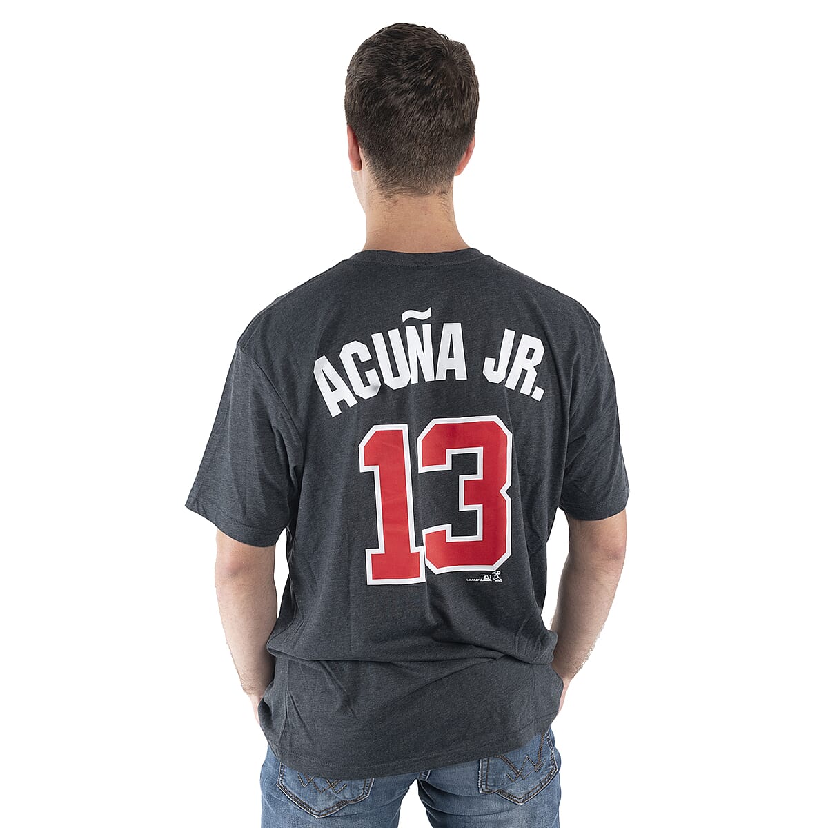 Gray Atlanta Braves Ronald Acuna Jr. MLB Genuine Merchandise Unisex T-shirt - 2X image number 1