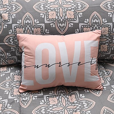 BELLA HOME 6pc Gray Damask Comforter Set -Twin (100% Microfiber)