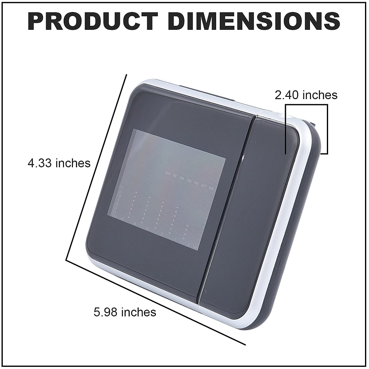 Black Digital Projection Alarm Clock with Weather Station (2xAAA Batteries Not include) image number 3