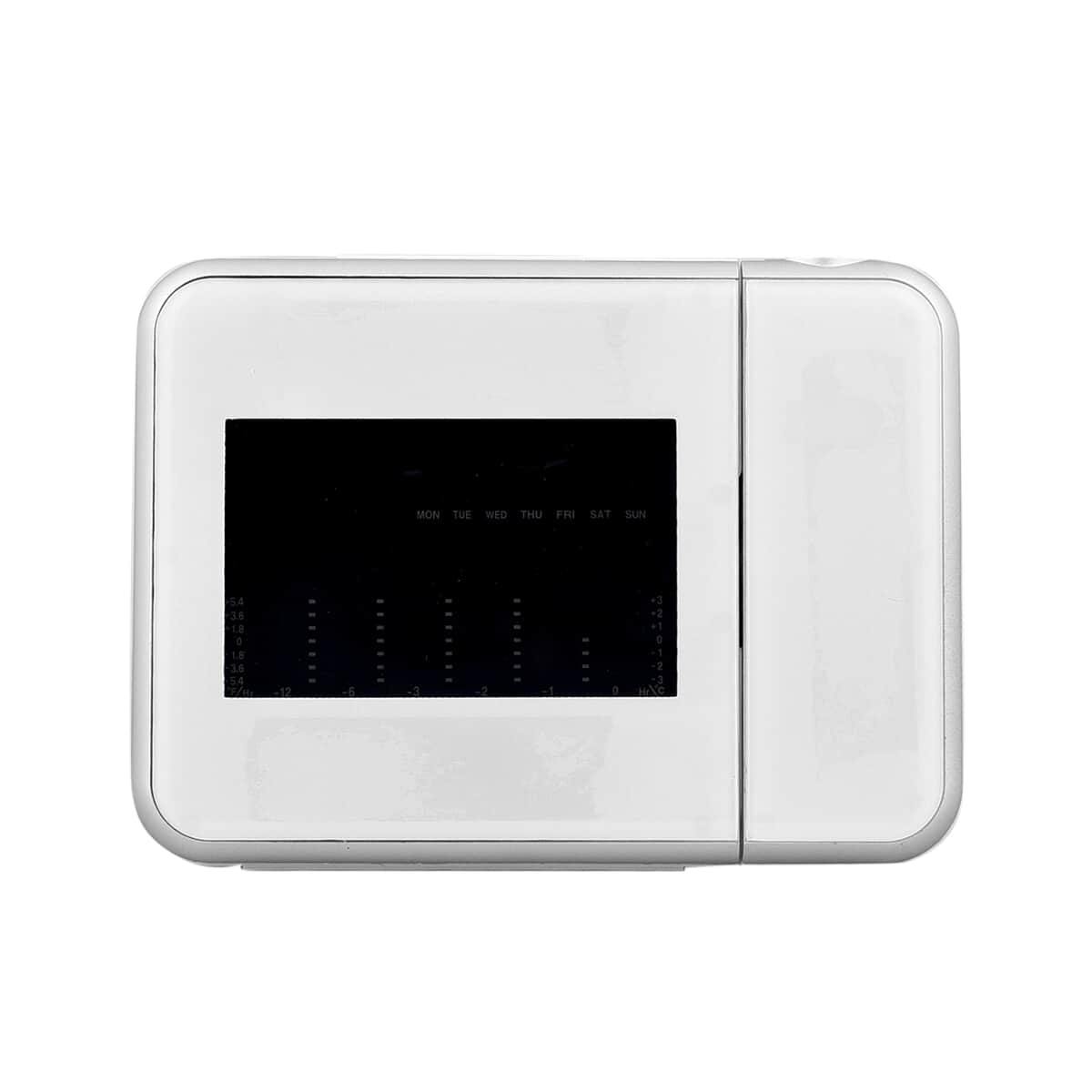 White Digital Projection Alarm Clock with Weather Station (2xAAA Batteries Not include) image number 0