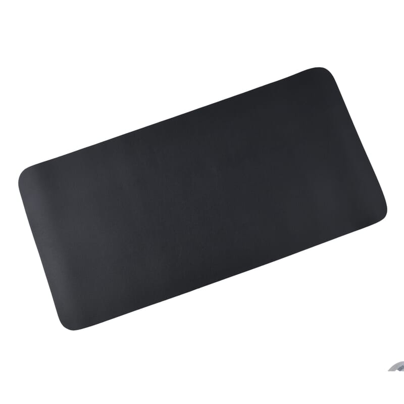 Black Solid Faux Leather Desk Mat