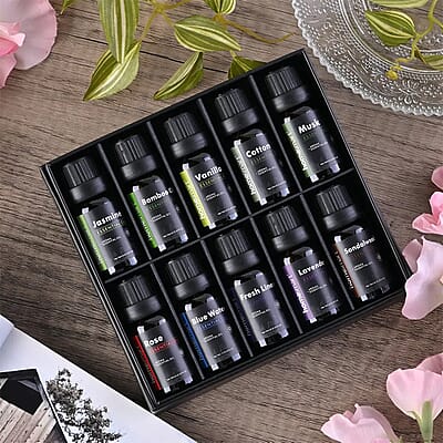 Set of 10 Ultimate Relaxation Essential Oil, Soothing and Stress Relief Aromatic Relaxing Massage Oils Set