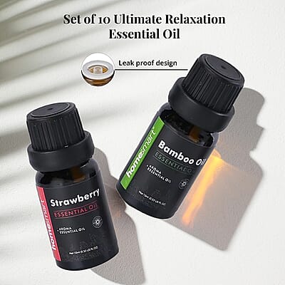 Set of 10 Ultimate Relaxation Essential Oil, Soothing and Stress Relief Aromatic Relaxing Massage Oils Set