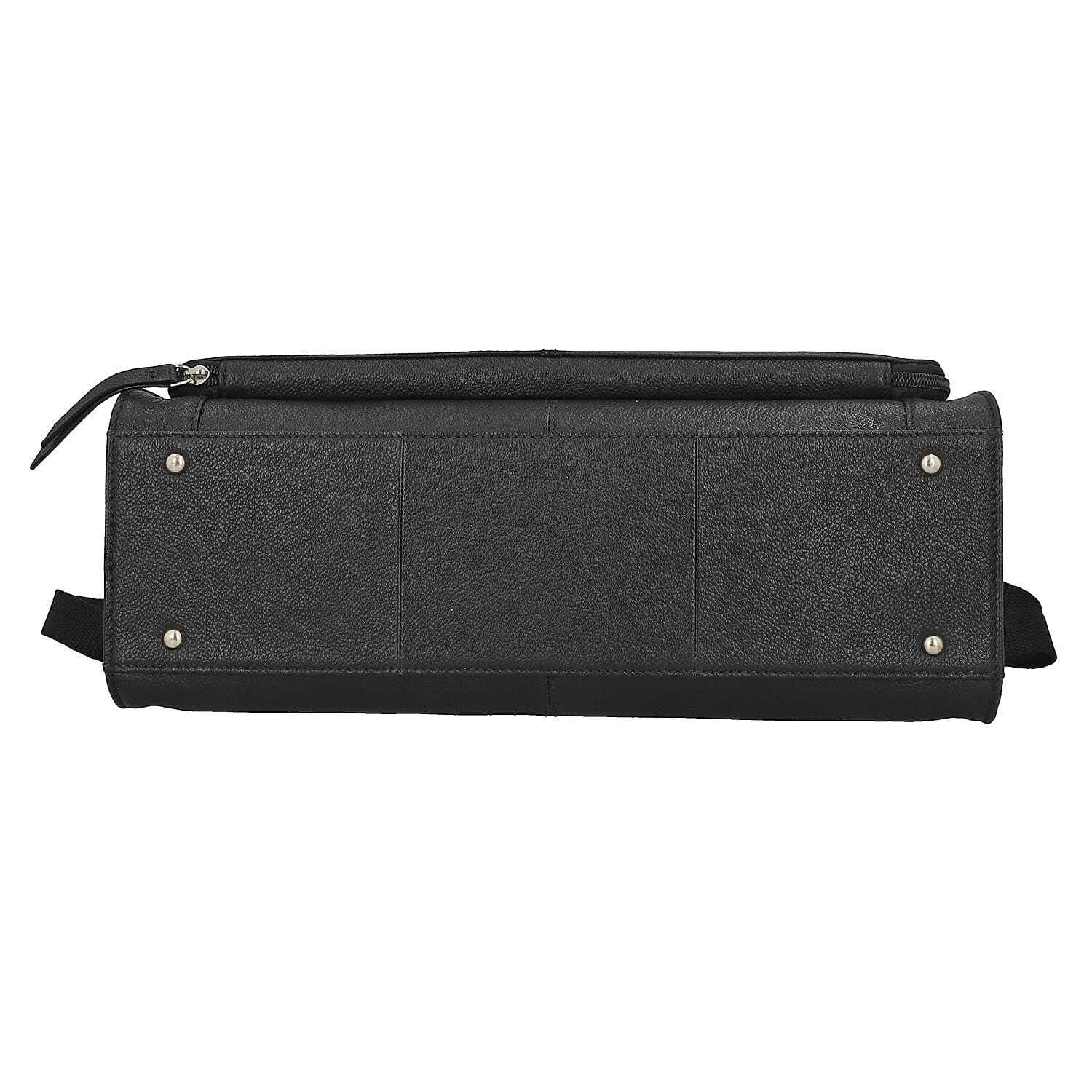 Black Hand Stitched Genuine Leather Tote Bag with Meal Compartment