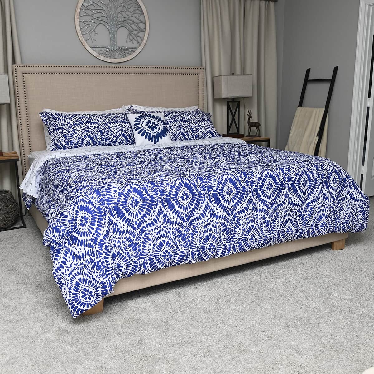 BELLA HOME Blue Mosaic 8pc Comforter Set - Full (100% Microfiber) image number 0