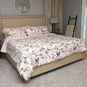 BELLA HOME Pink Floral 6pc Comforter Set -Twin (100% Microfiber)