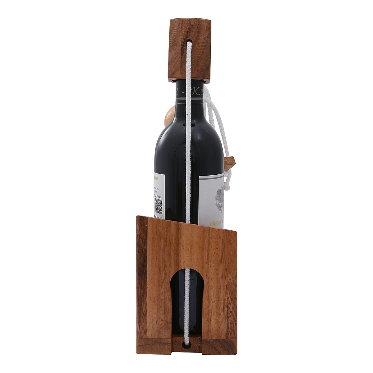 Riddle Rope Wine Bottle Puzzle with Handmade Wooden Base (750 ml) (Level 1-5) image number 4