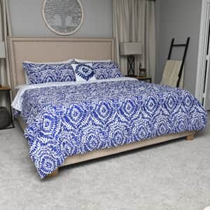 BELLA HOME Blue Mosaic 6pc Comforter Set - Twin (100% Microfiber)