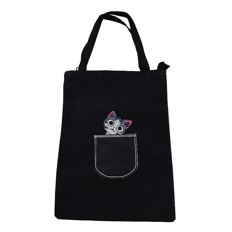 Black Cat Pattern Dinir Canvas Tote Bag