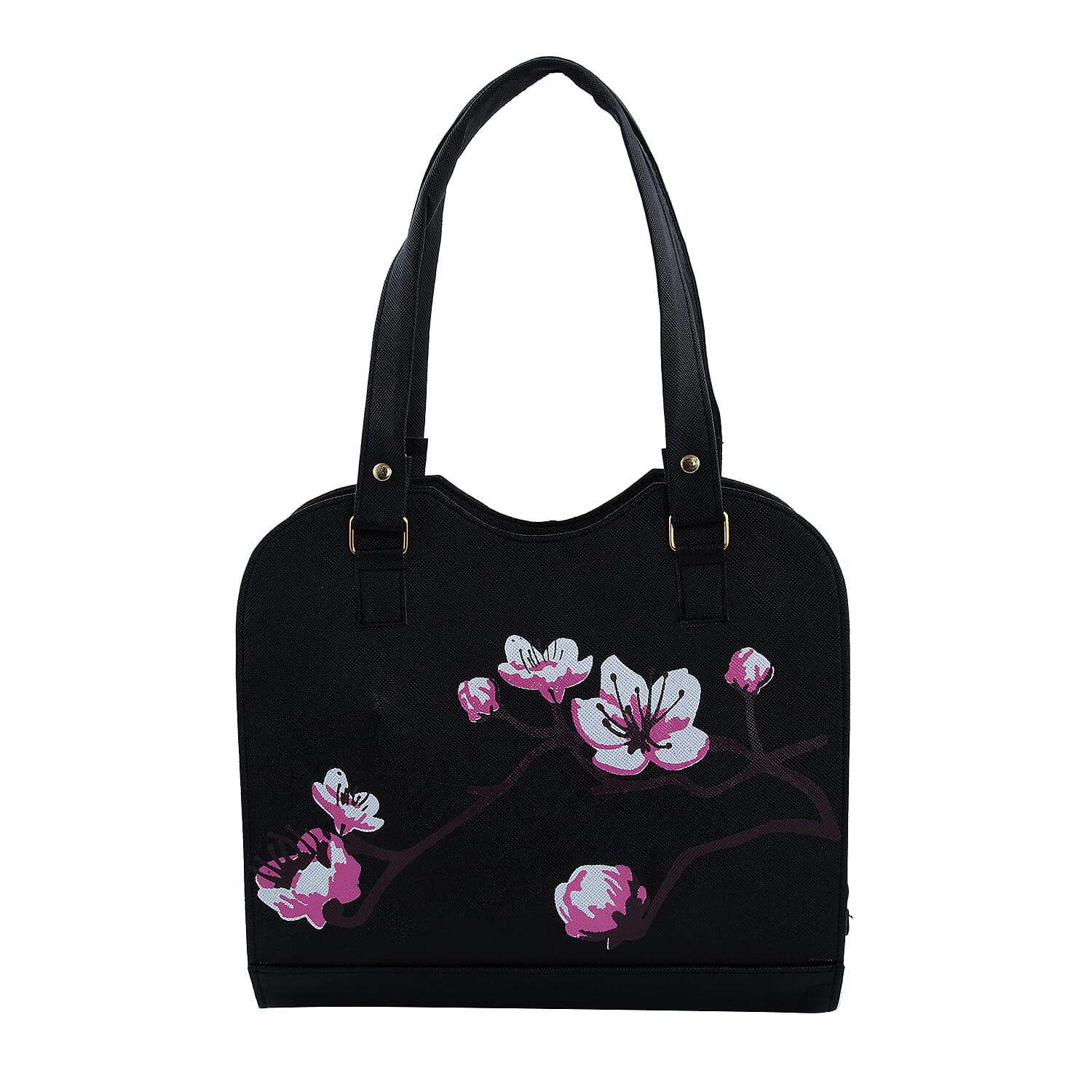 Black Faux Leather Floral Pattern 3 in 1 Sling Bag With 2 Smaller Bag