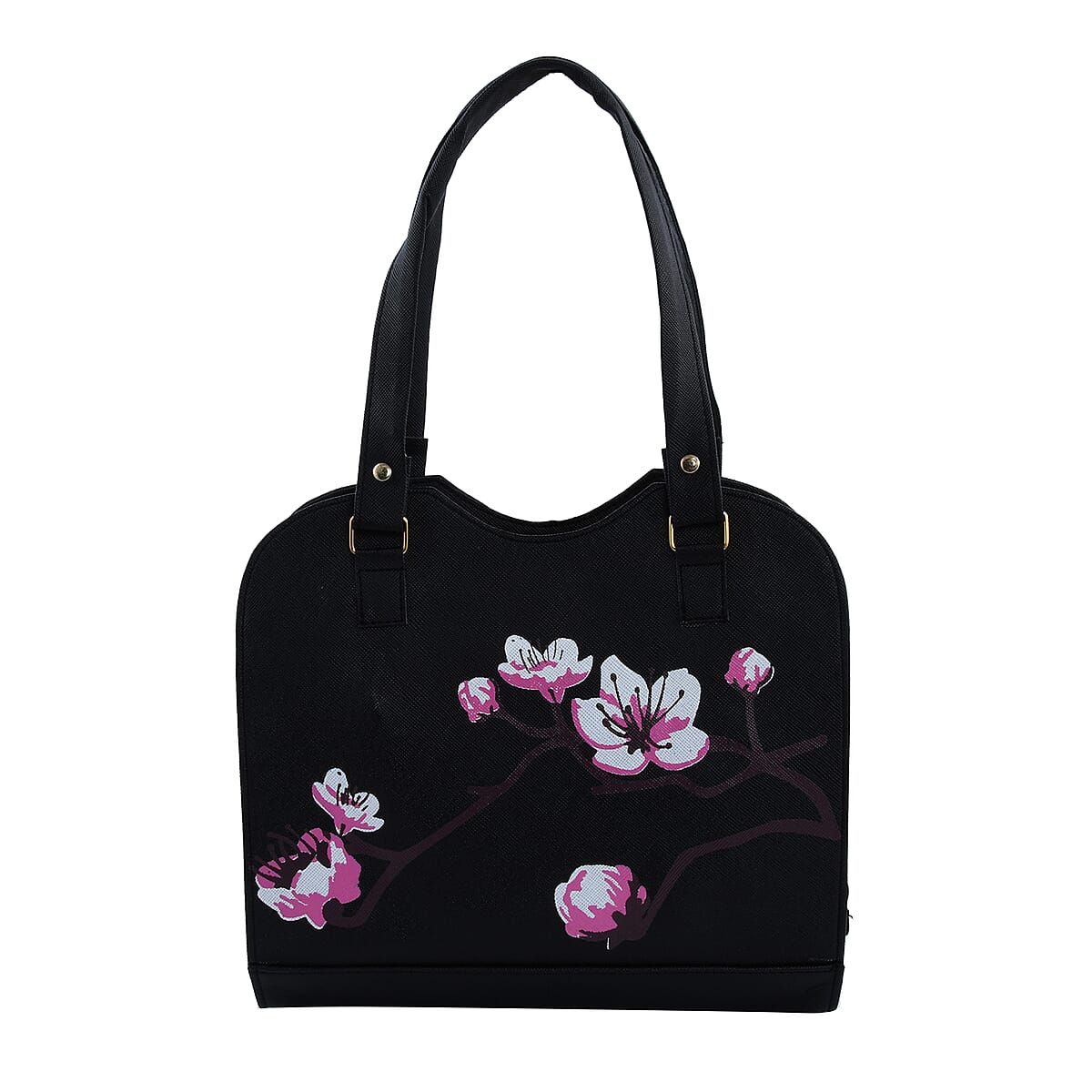 Black Faux Leather Floral Pattern 3 in 1 Sling Bag With 2 Smaller Bag (10.24"x4.72"7.87") image number 2