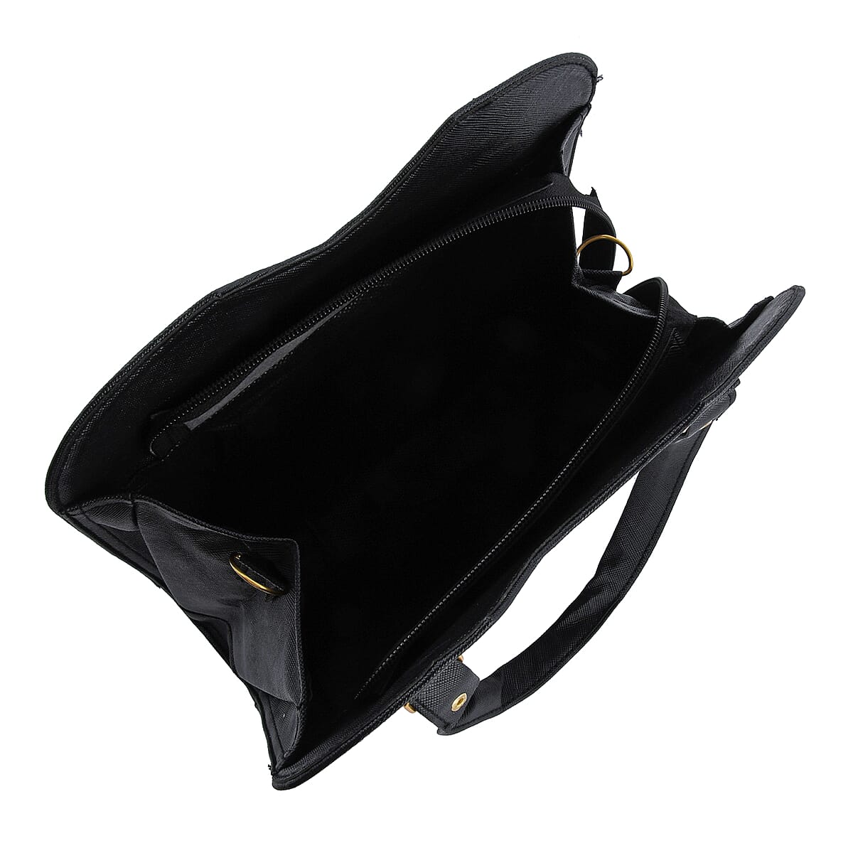 Black Faux Leather Floral Pattern 3 in 1 Sling Bag With 2 Smaller Bag (10.24"x4.72"7.87") image number 3