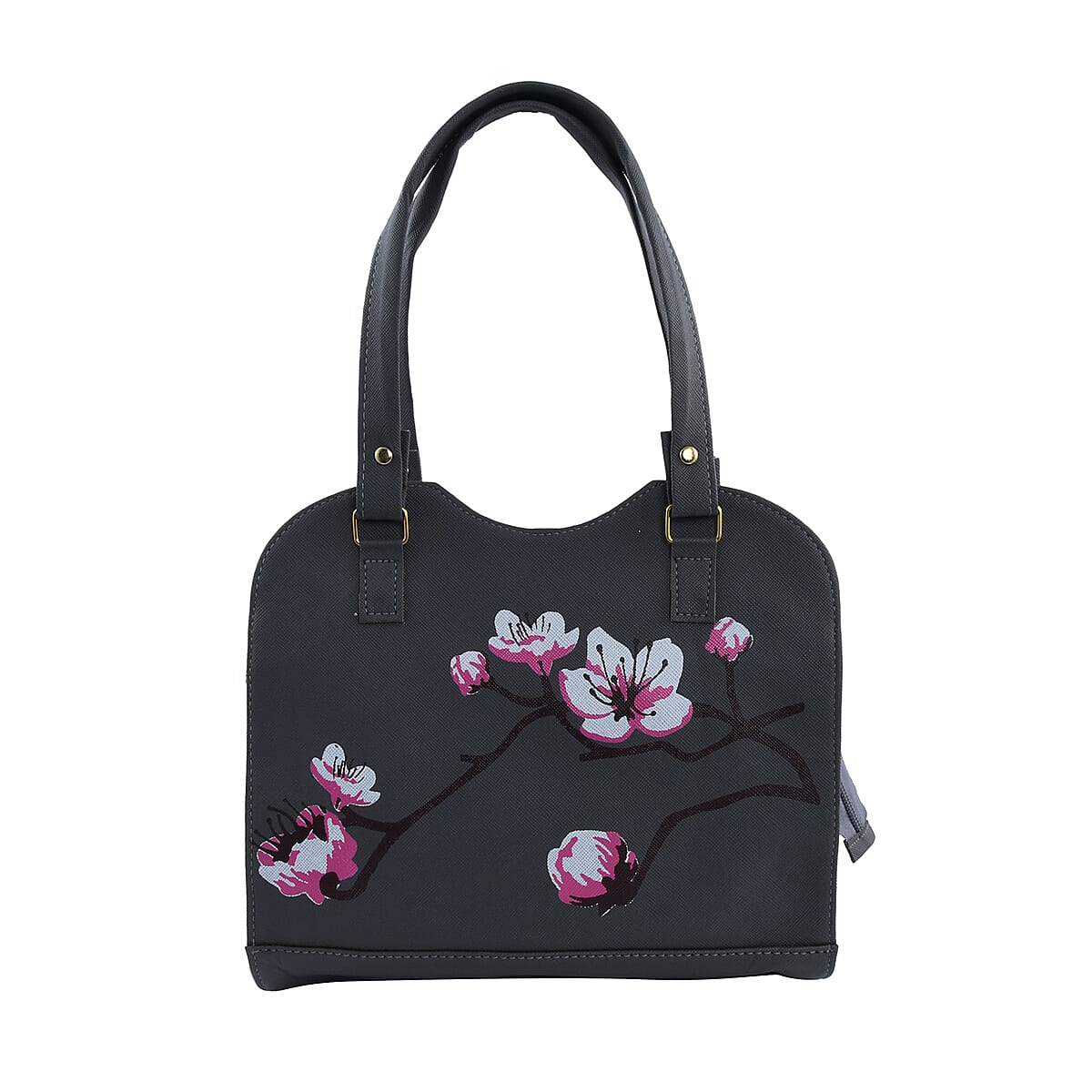 Gray Faux Leather Floral Pattern 3 in 1 Sling Bag With 2 Smaller Bag image number 2