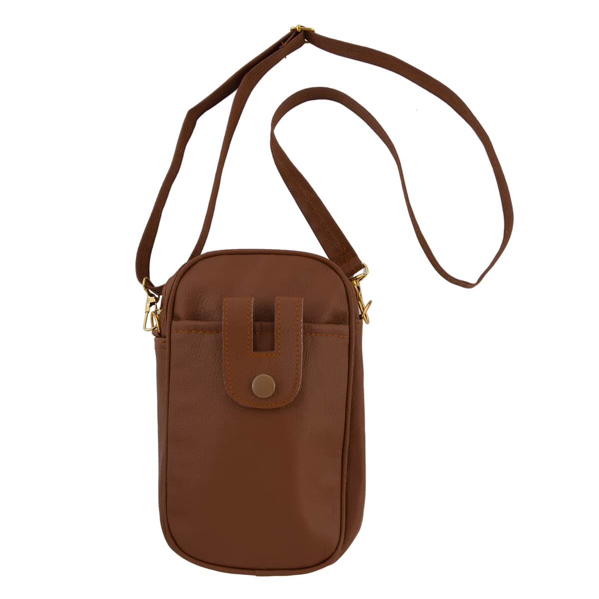 Brown Faux Leather Crossbody Sling Bag with 2 Pockets Inside image number 0
