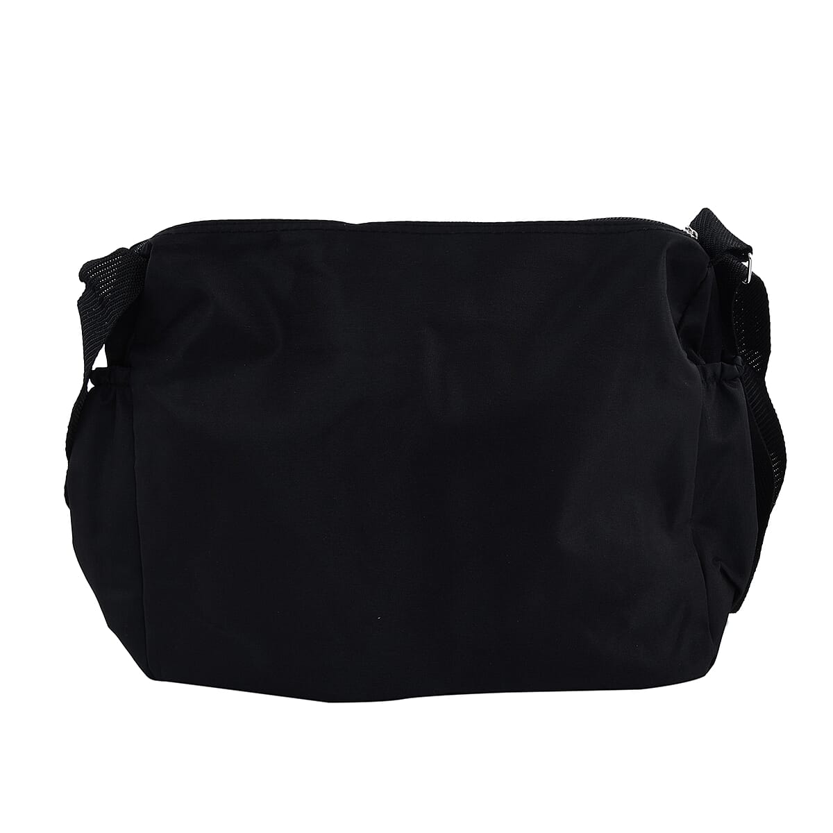 Black Microfiber Crossbody Sling Bag with 2 Pockets Inside (10.24"x3.54"x7.87") image number 2