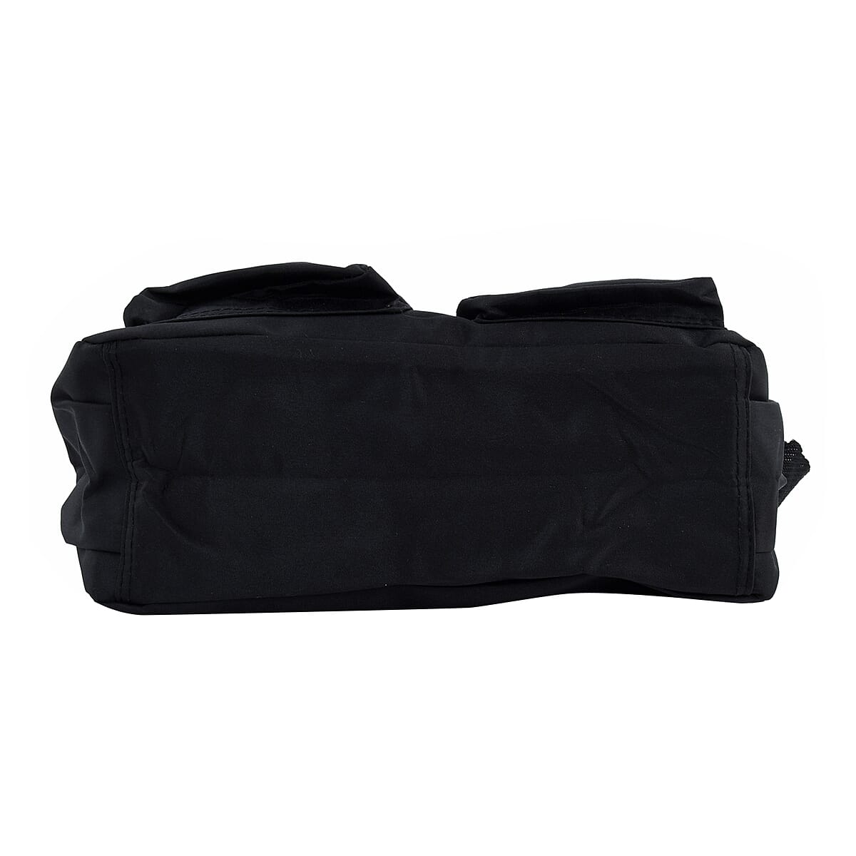 Black Microfiber Crossbody Sling Bag with 2 Pockets Inside (10.24"x3.54"x7.87") image number 3