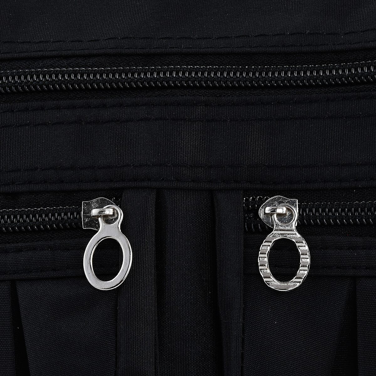 Black Microfiber Crossbody Sling Bag with 2 Pockets Inside (10.24"x3.54"x7.87") image number 5