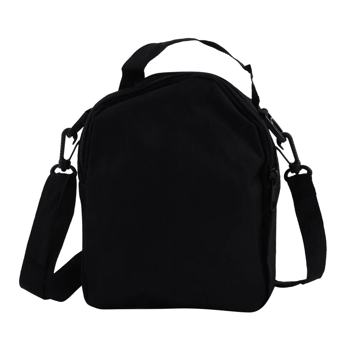 Black Canvas Sling Crossbody Bag with 3 Pocket (7.09"x2.76"x8.66") image number 3