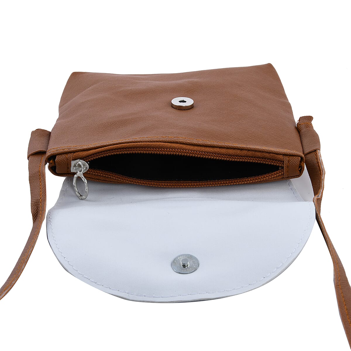 Black Faux Leather Crossbody Sling Bag (6"x 7.5") image number 4