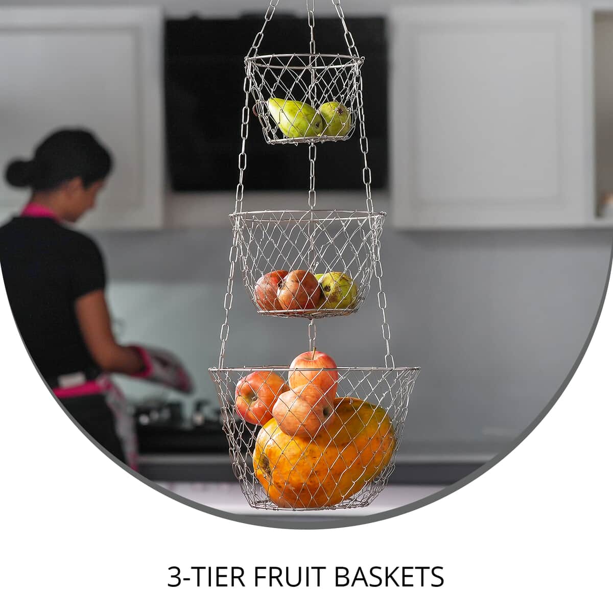 Kitchen Hanging 3-Tier Fruit Baskets image number 1