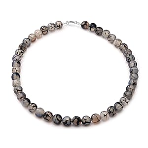 Dragon Agate Beaded Necklace 18 Inches in Sterling Silver 250.00 ctw