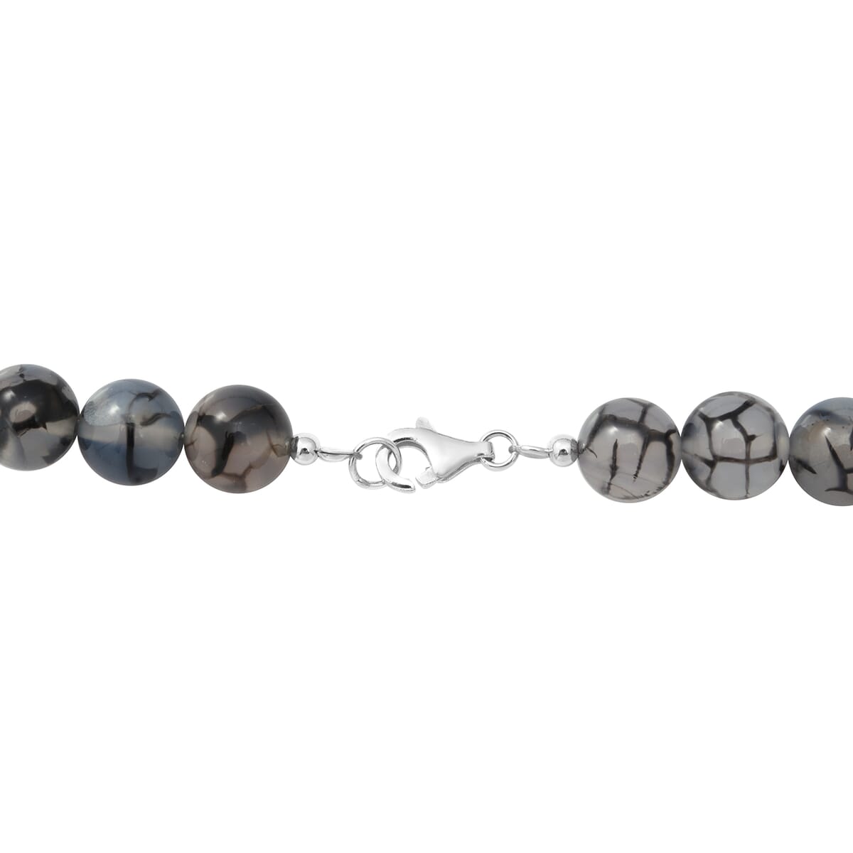 Dragon Agate Beaded Necklace 18 Inches in Sterling Silver 250.00 ctw image number 3
