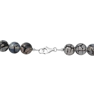 Dragon Agate Beaded Necklace 18 Inches in Sterling Silver 250.00 ctw