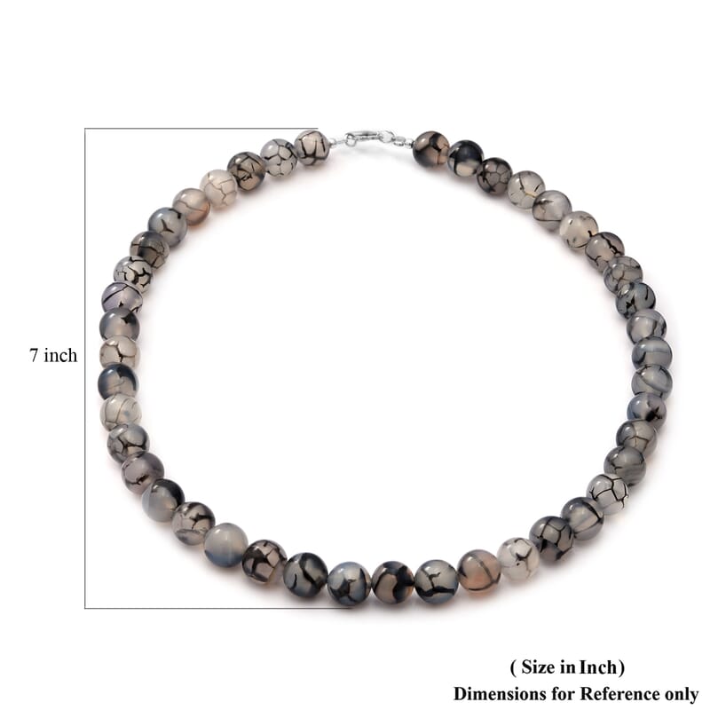 Dragon Agate Beaded Necklace 18 Inches in Sterling Silver 250.00 ctw
