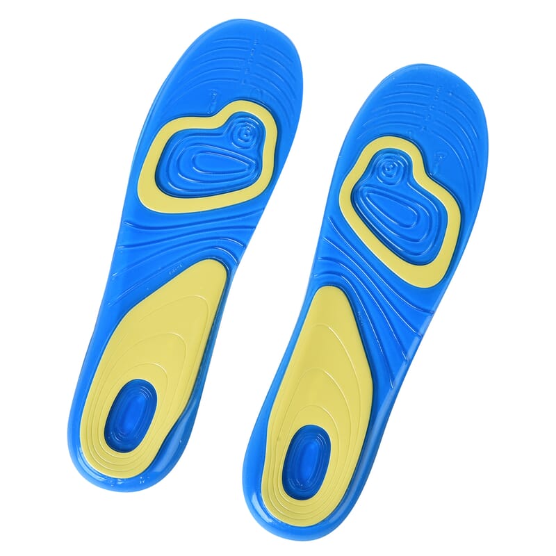 Anti Fatigue Athletic Running Work Shoe Gel Insoles for Men's - Blue & Yellow, Fits Mens Shoe Sizes 9 to 13