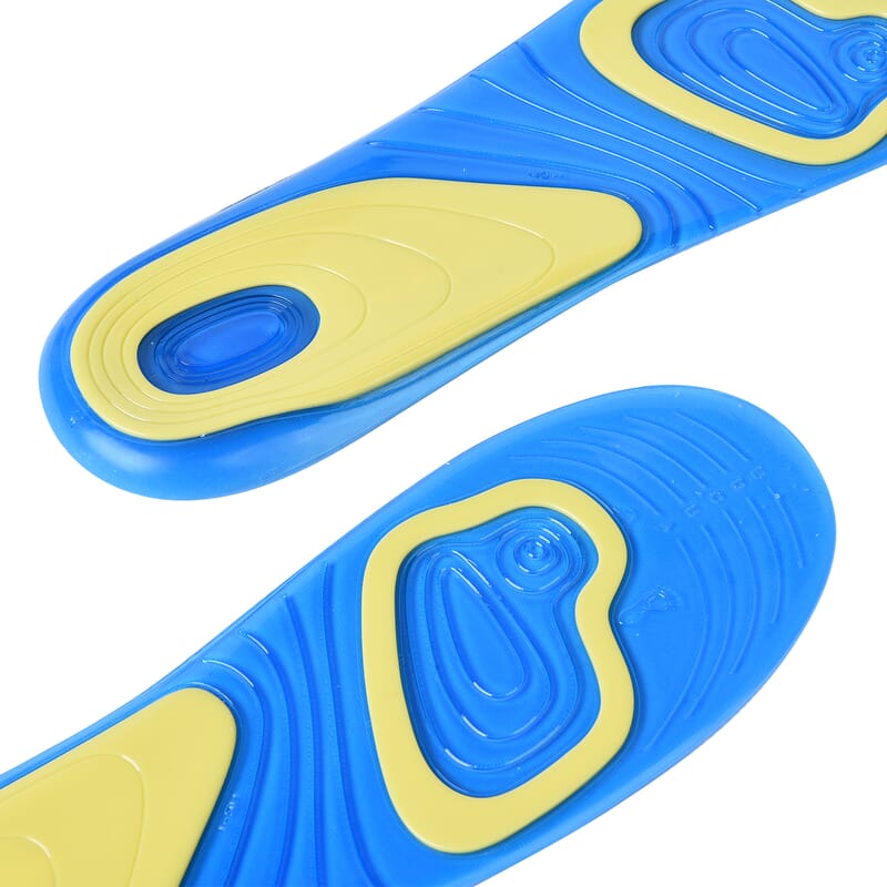 Anti Fatigue Athletic Running Work Shoe Gel Insoles for Men's - Blue & Yellow, Fits Mens Shoe Sizes 9 to 13
