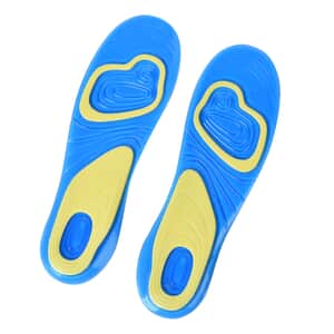 Anti Fatigue Athletic Running Work Shoe Gel Insoles for Women's - Blue & Yellow, Fits Womens Shoe Sizes 6 to 11