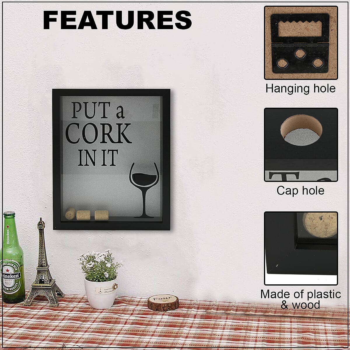 Put a Cork in it Beer and Wine Cap Saver Frame , Wall Decor , Wall Frame , Wall Art , Wall Hanging image number 2